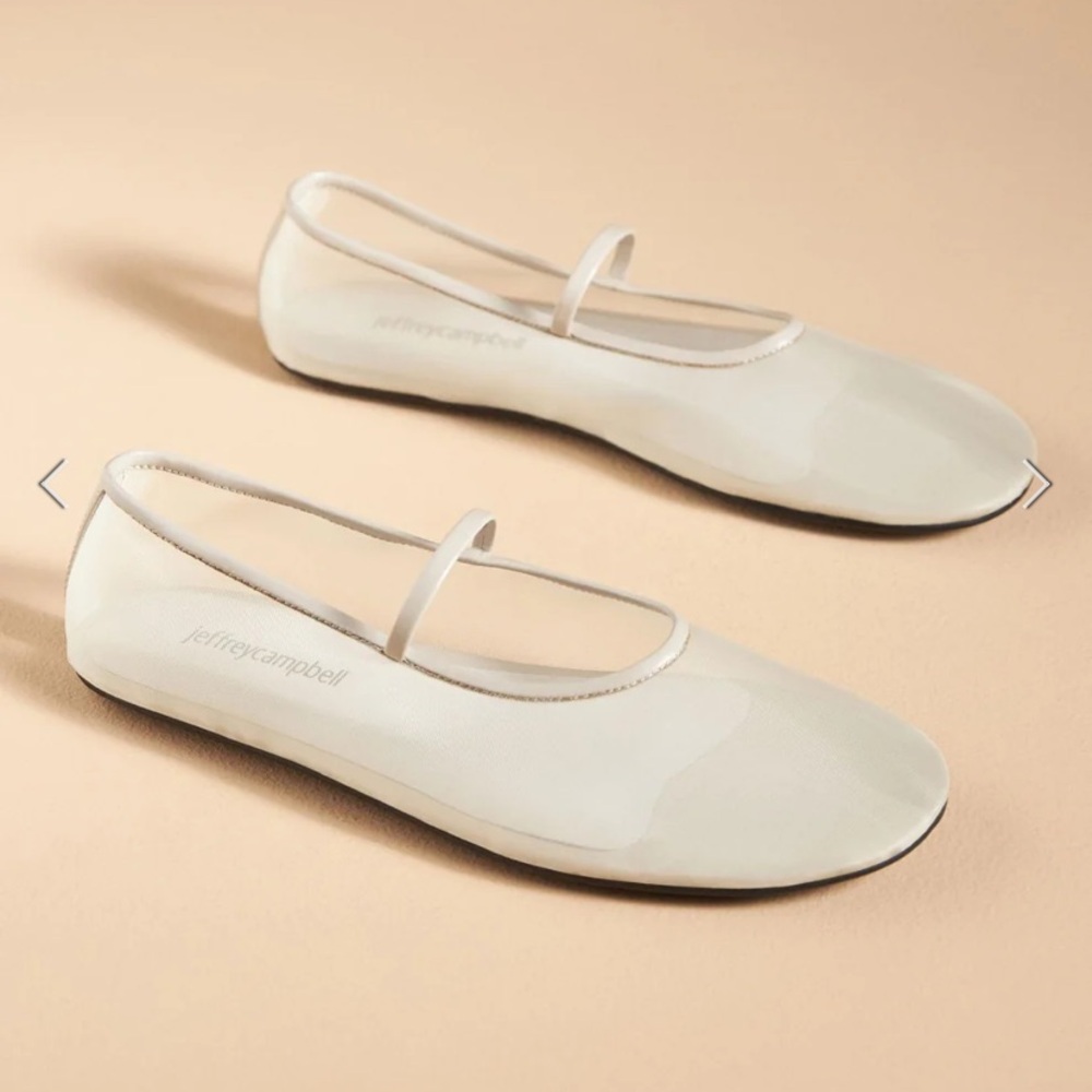 Jeffery Campbell Swan Lake Mesh Flats in Beige